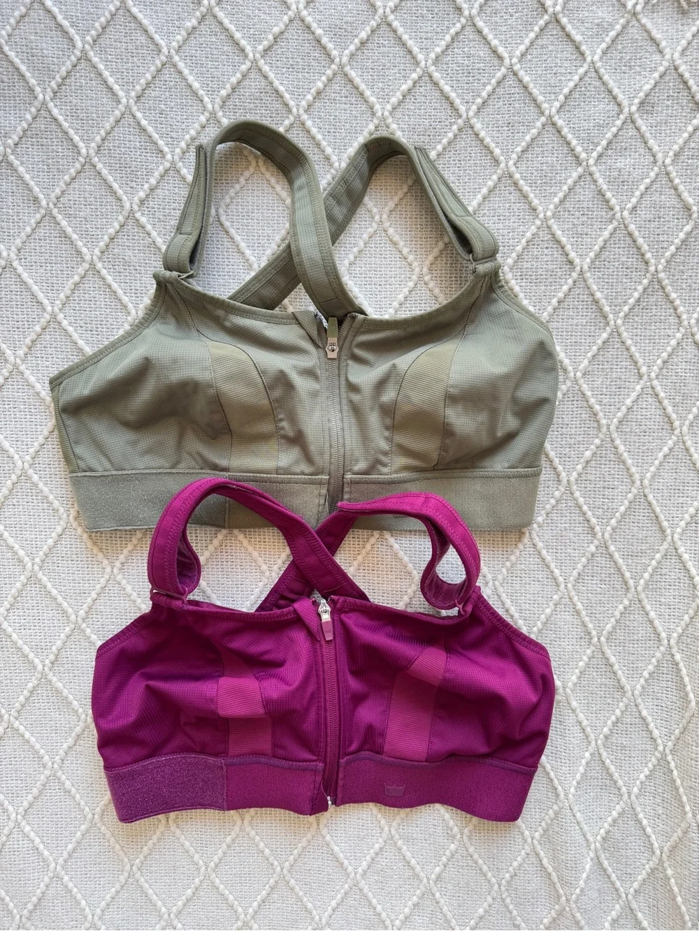 SHEFIT Ultimate High Impact Sports Bra Bundle 1Luxe Zip Front Olive Magenta
